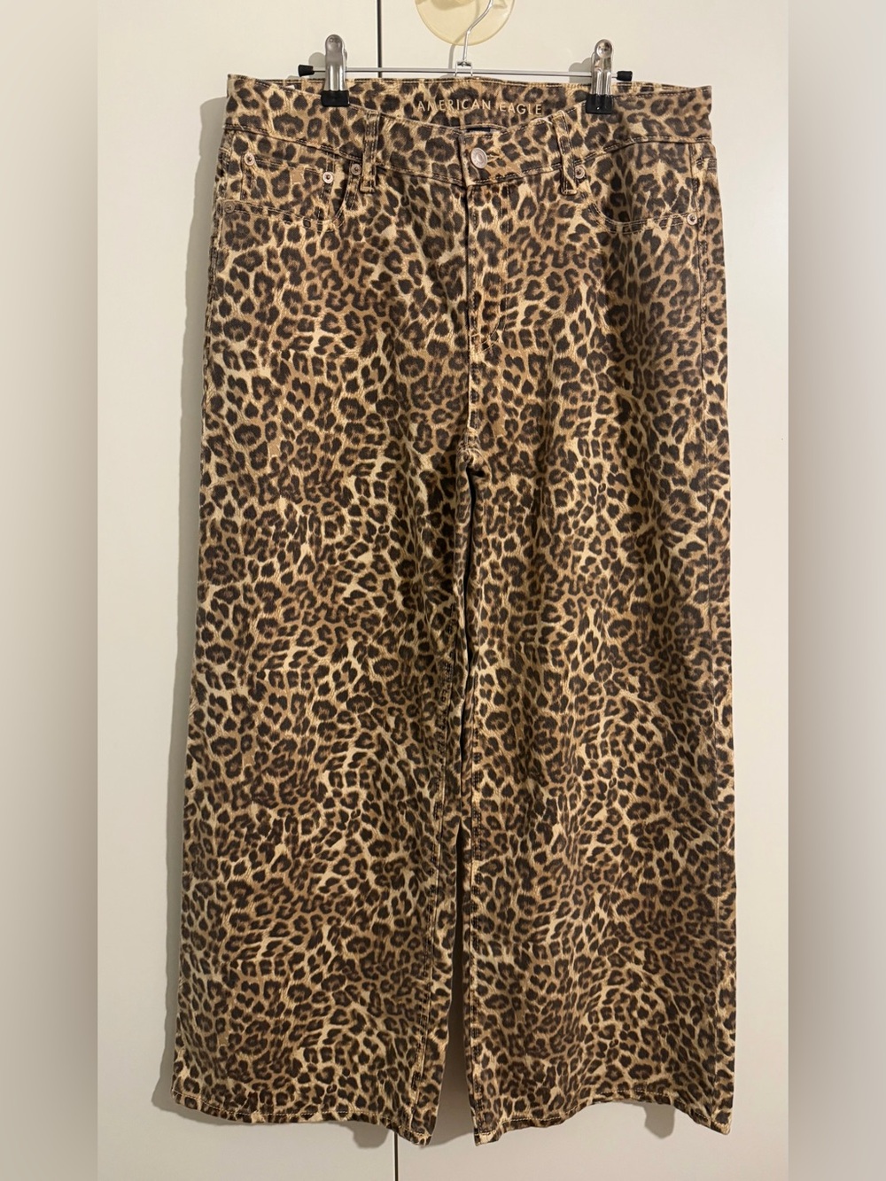 American Eagle Outfitters Leopard Print Wide Leg Pants - size 10 short - Picture 3 of 8